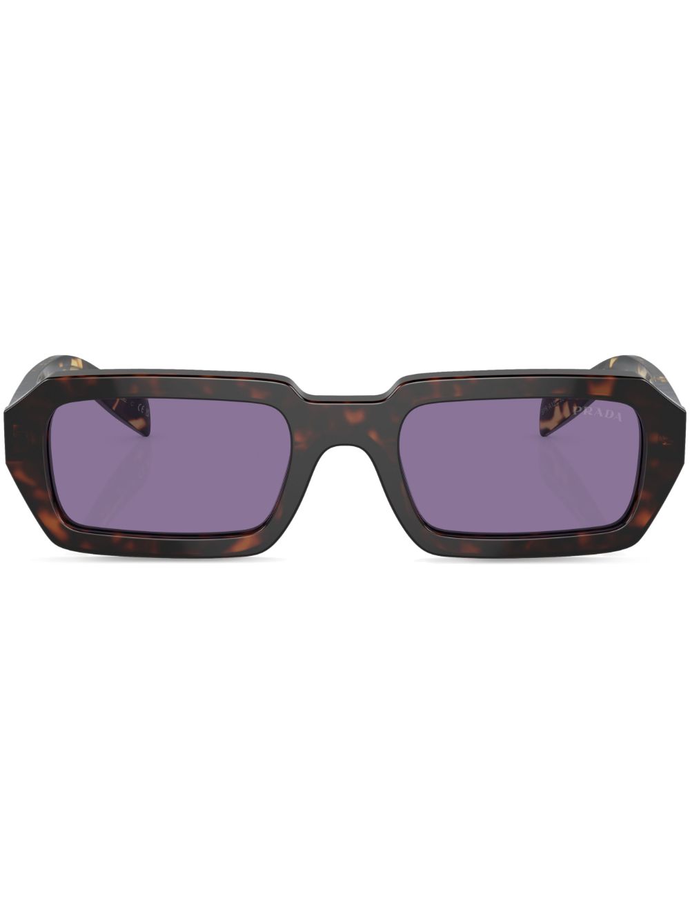Prada Eyewear 玳瑁纹效果长方形框太阳眼镜 - 绿色