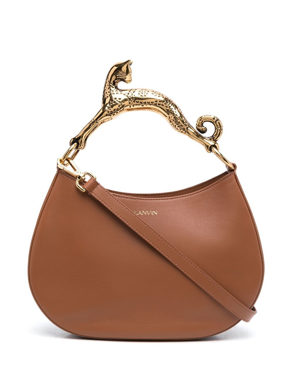 Lanvin Hobo Cat 皮质手提包 - 褐色