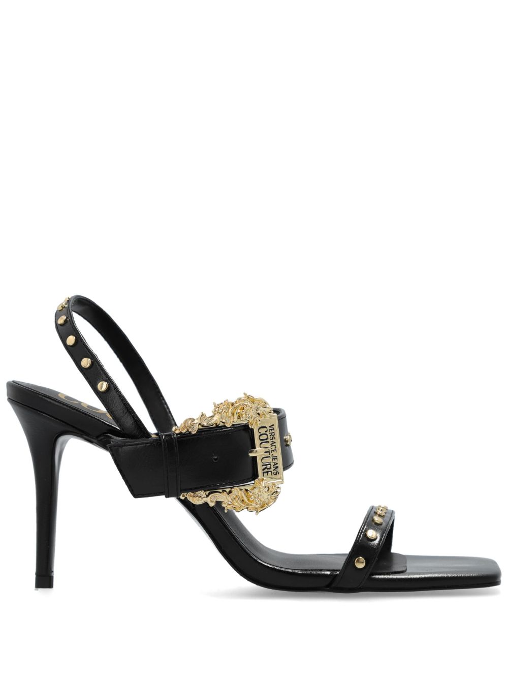 Versace Jeans Couture 85毫米扣环细节凉鞋 - 黑色
