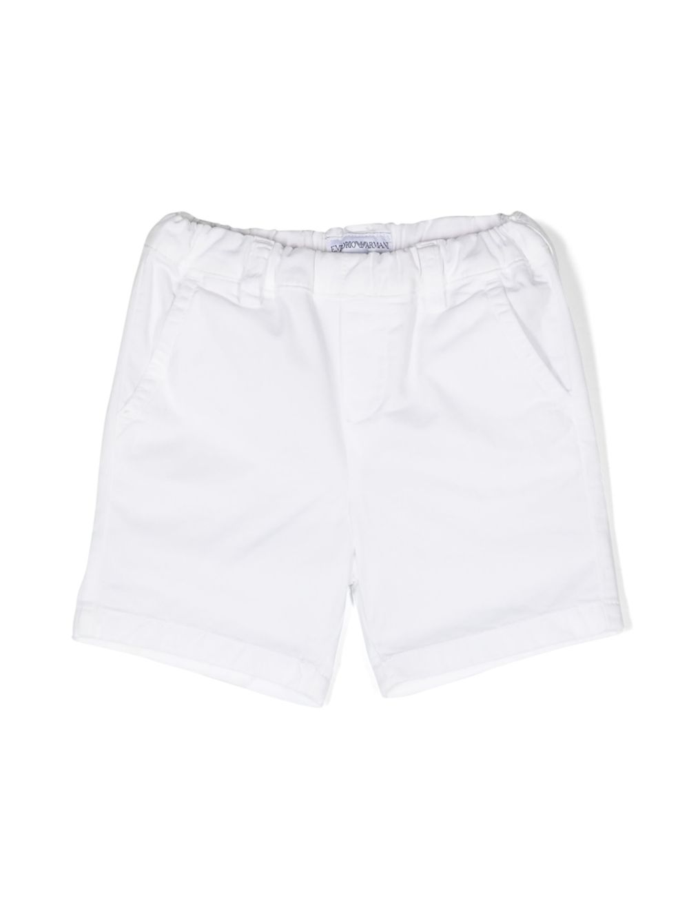Emporio Armani Kids 松紧裤腰卡其短裤 - 白色