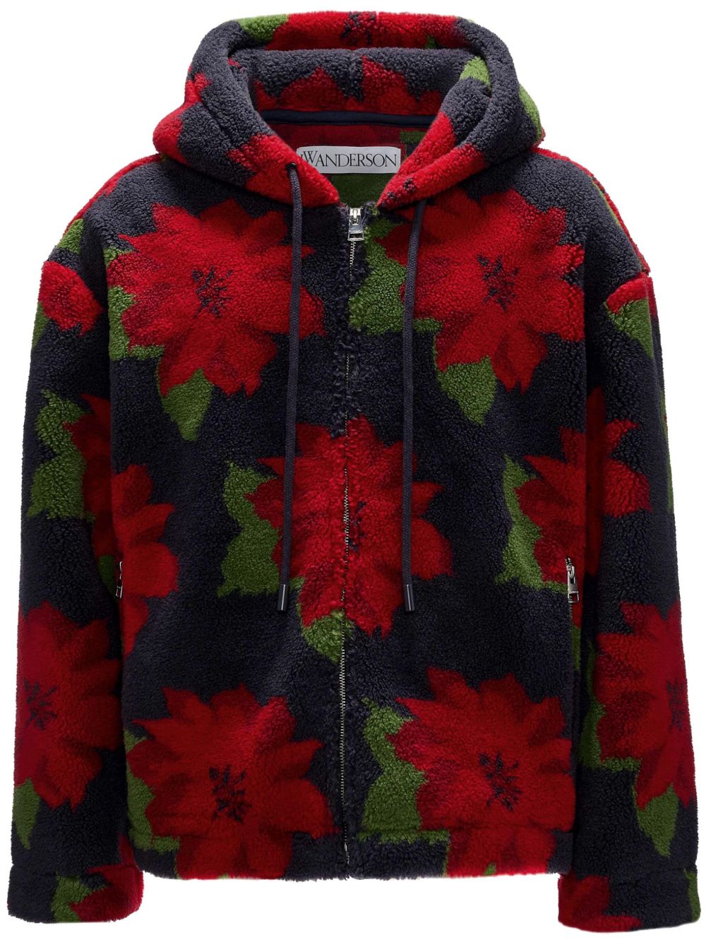 JW Anderson 花卉印花连帽夹克 - 蓝色