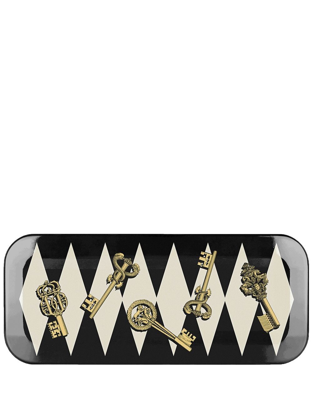Fornasetti Chiavi gold and Rombi 托盘 - 黑色