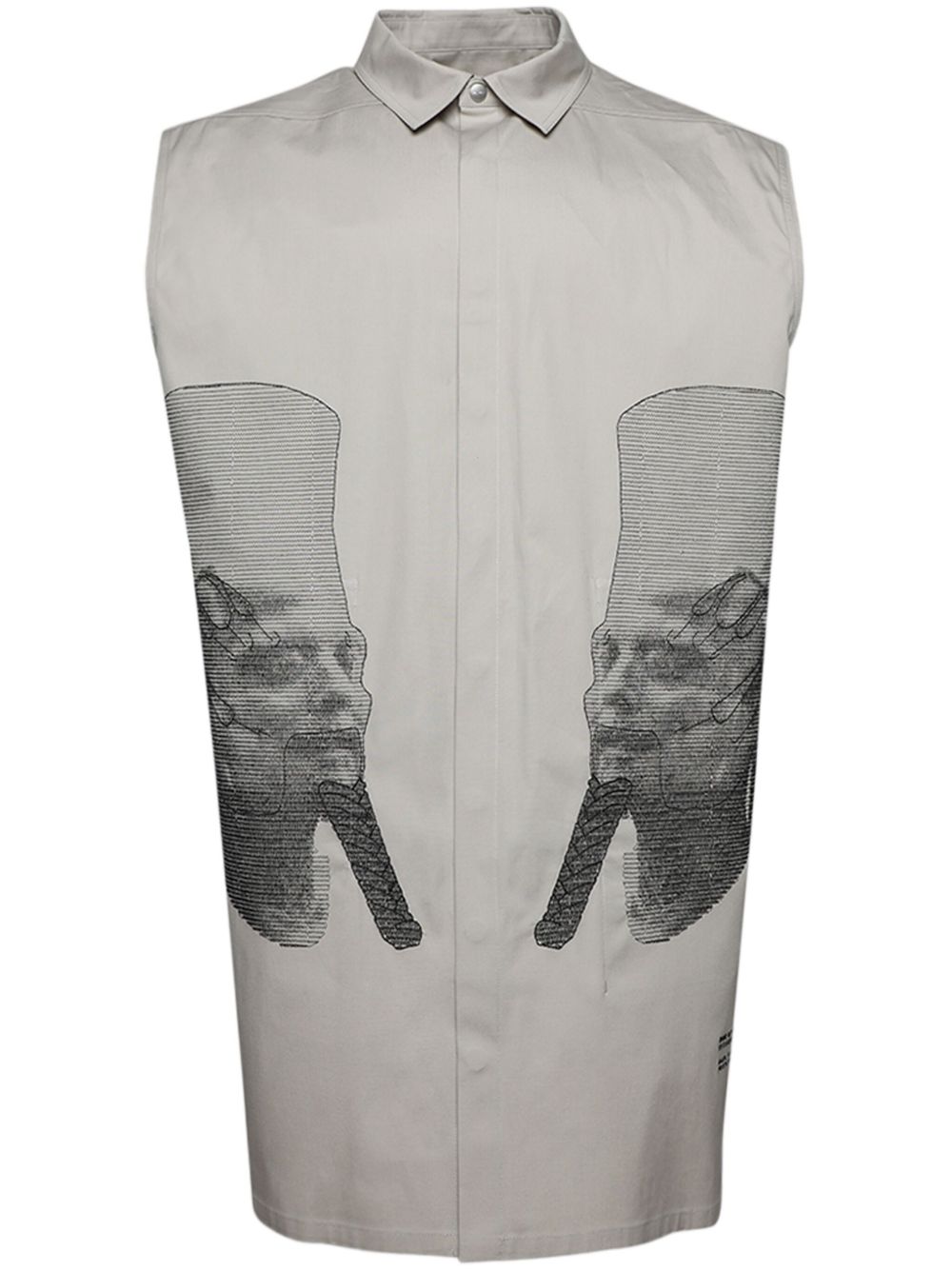 Rick Owens 刺绣无袖衬衫 - 灰色