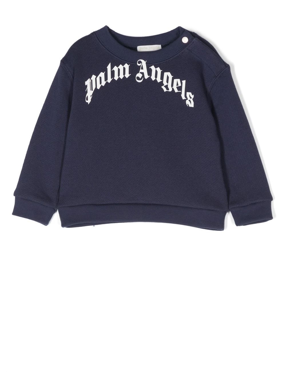 Palm Angels Kids logo印花棉卫衣 - 蓝色
