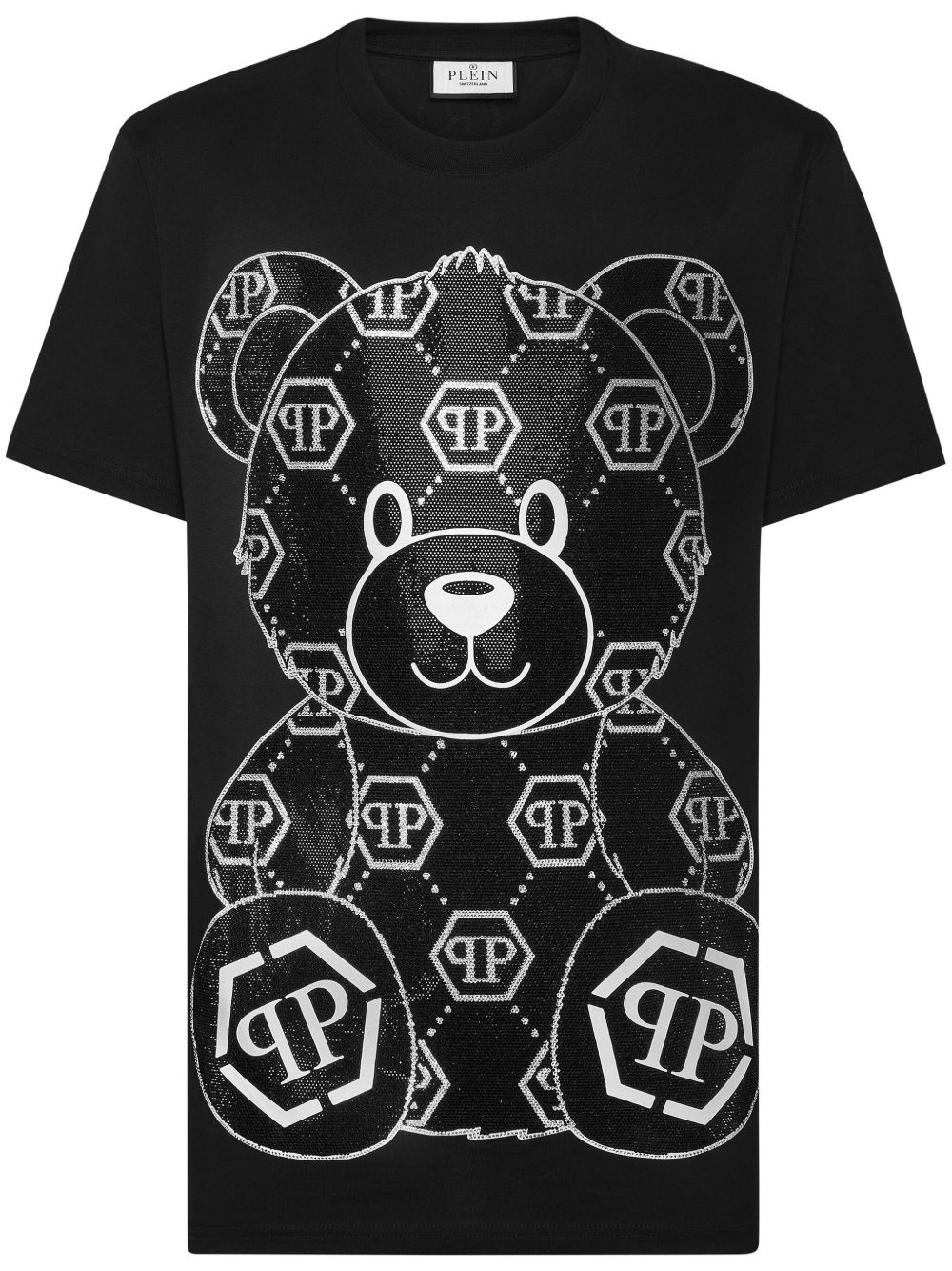 Philipp Plein Teddy Bear 贴花棉衬衫 - 黑色