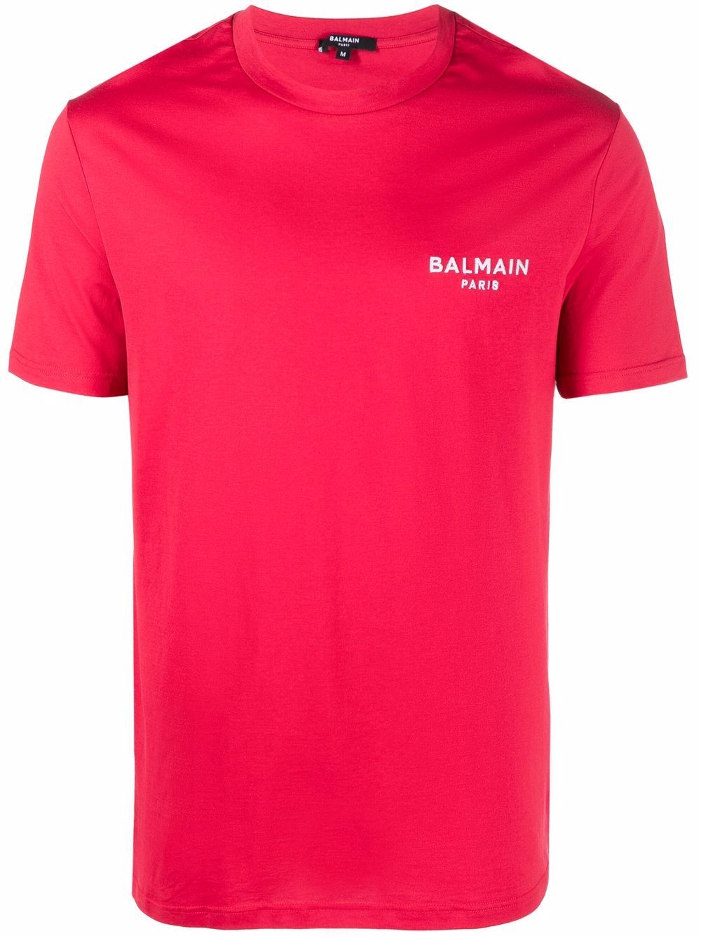 Balmain 巴尔曼 logo刺绣棉质T恤 - 红色