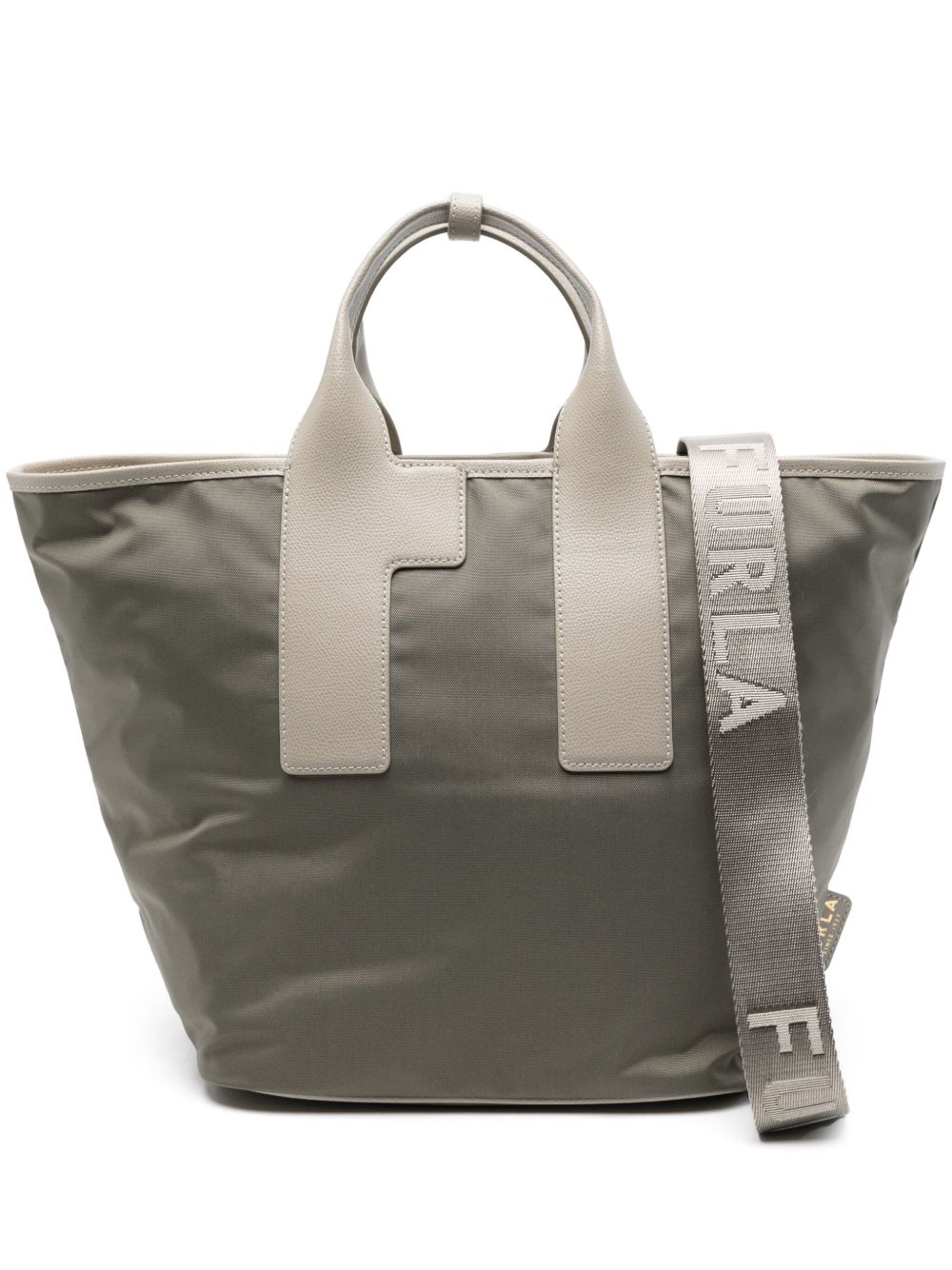 Furla logo织带细节手提包 - 绿色