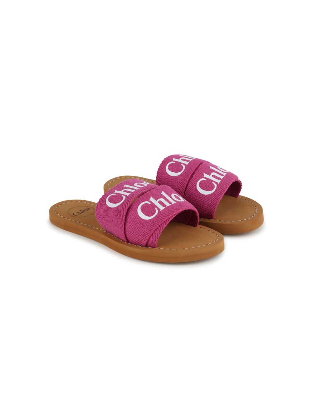 Chloé Kids logo袢带套穿式凉鞋 - 粉色