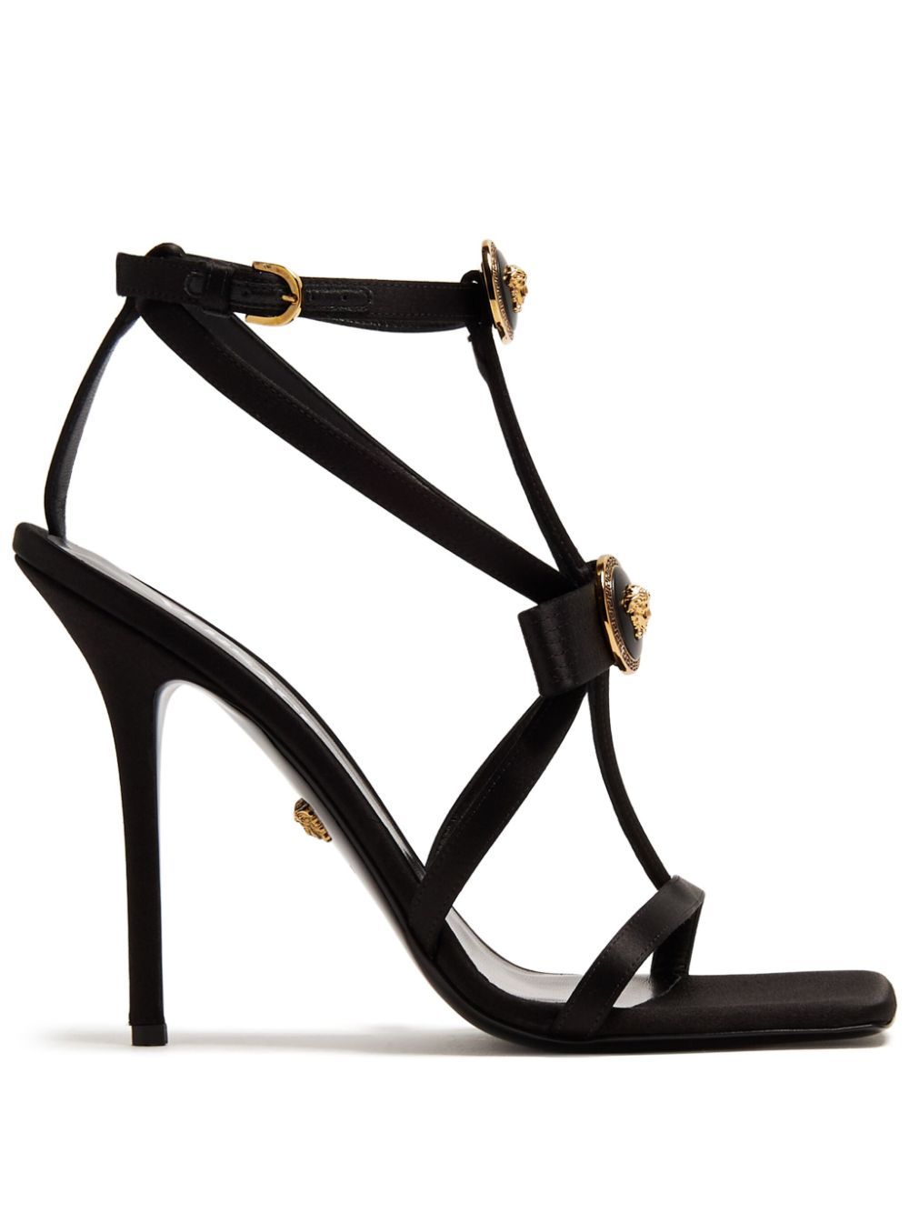 Versace Gianni 缎带 110毫米凉鞋 - 黑色