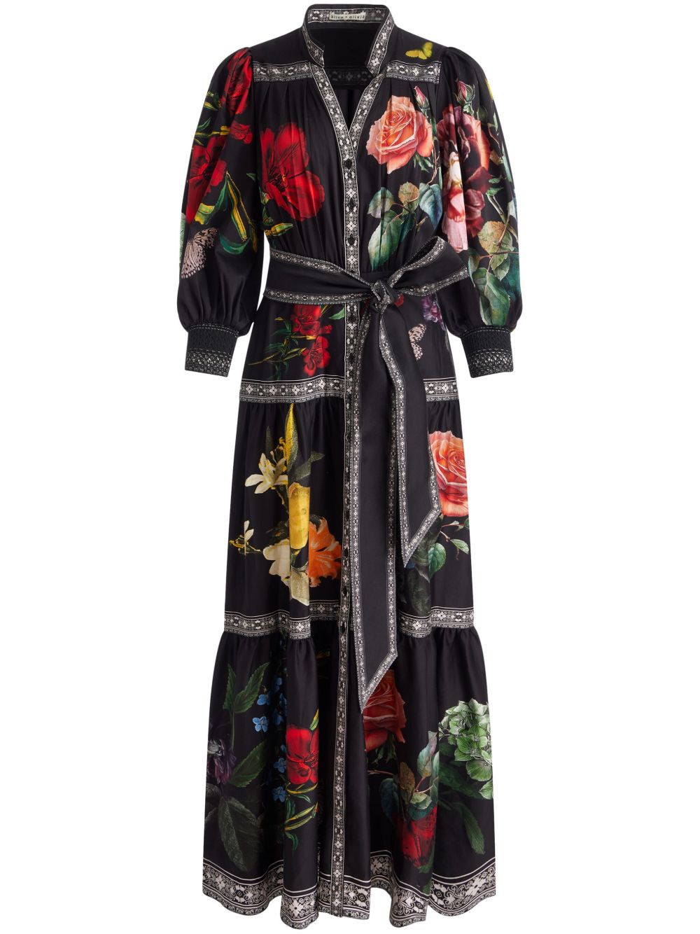 alice + olivia Cora 超长连衣裙 - 黑色