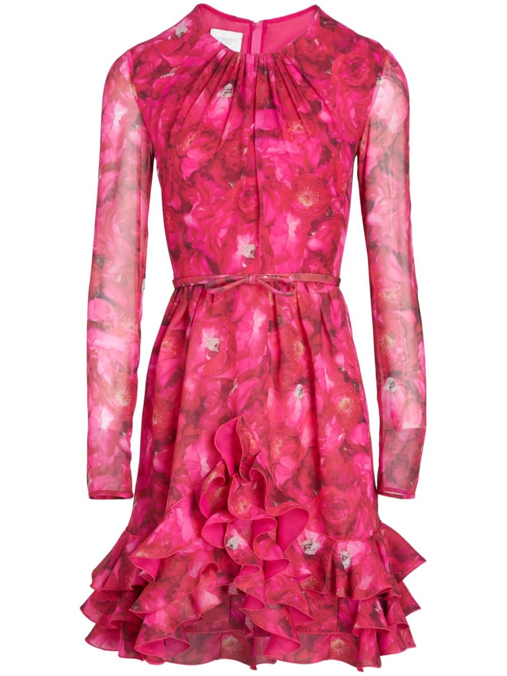 Giambattista Valli Rose Mania 印花真丝乔其纱连衣裙 - 粉色
