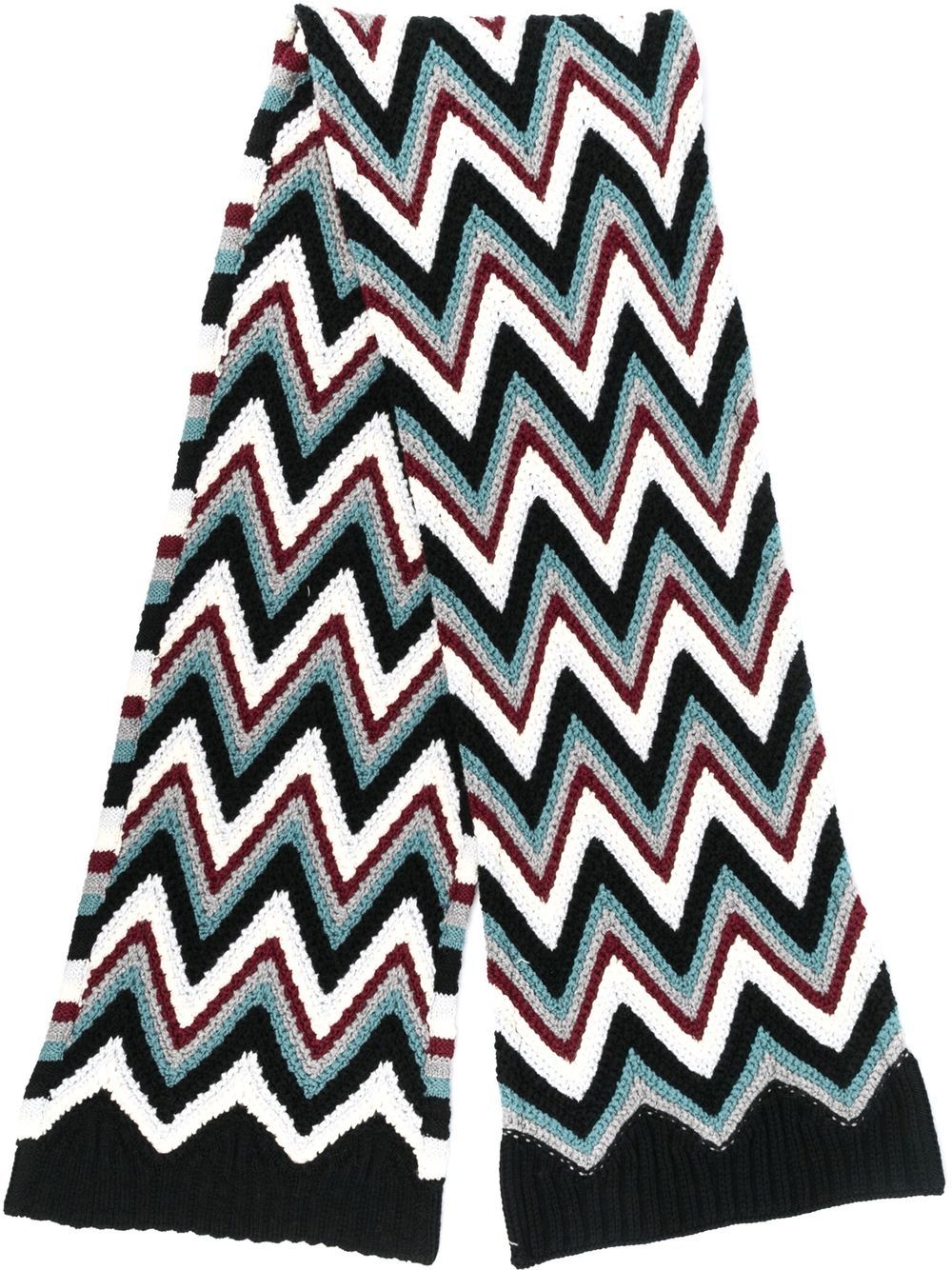 Missoni 人字纹图案针织羊毛围巾 - 黑色