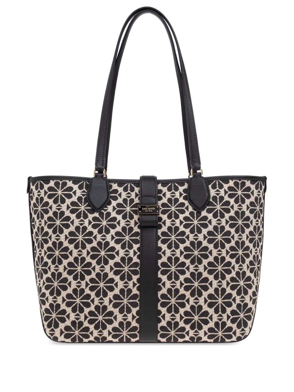 Kate Spade 花卉提花中号手提包 - 黑色