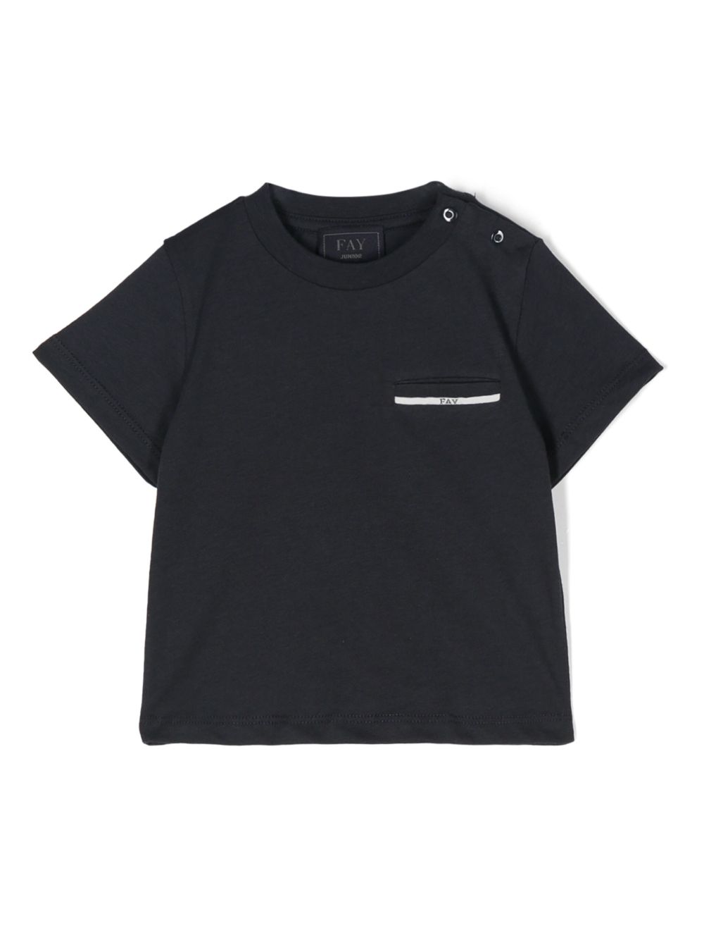 Fay Kids logo刺绣棉T恤 - 蓝色