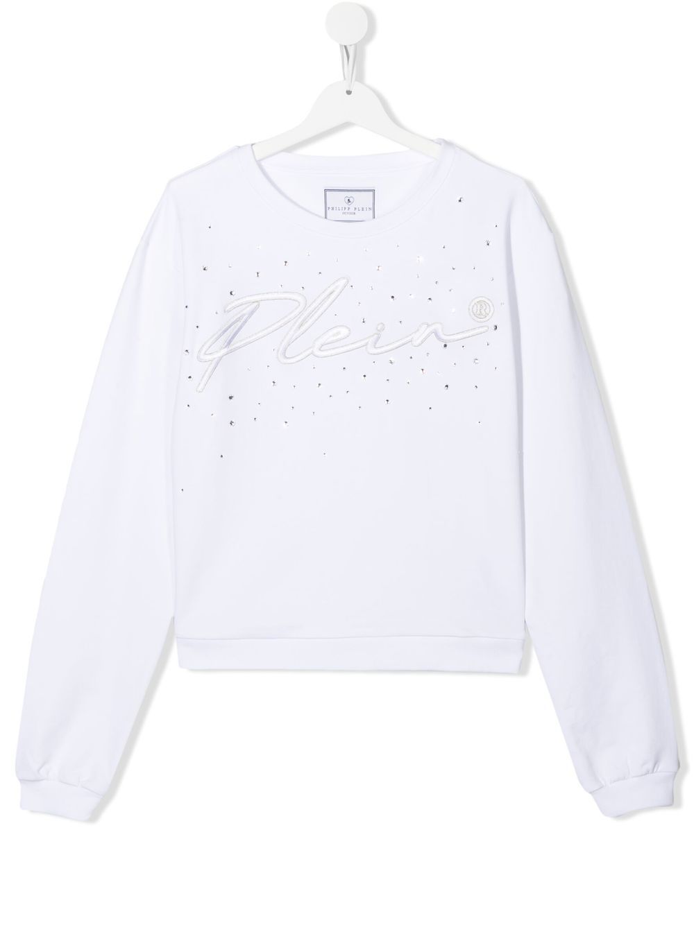 Philipp Plein Junior logo刺绣卫衣 - 白色
