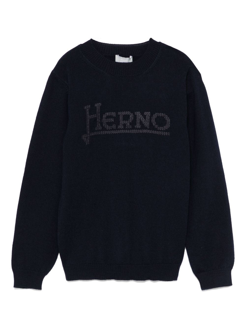 Herno Kids logo刺绣卫衣 - 蓝色