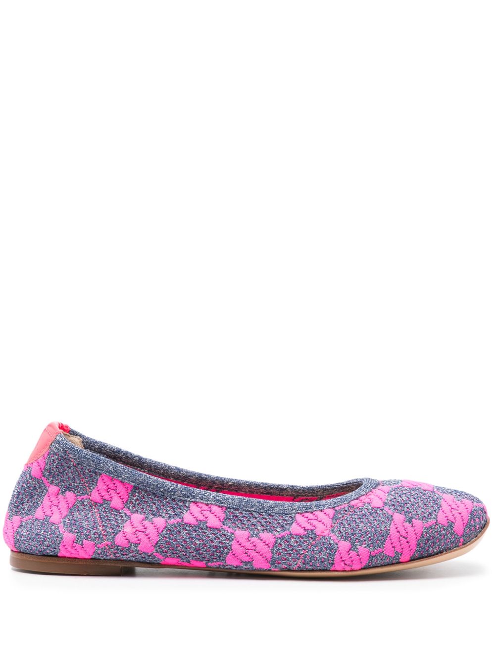 Casadei logo提花芭蕾平底鞋 - 蓝色