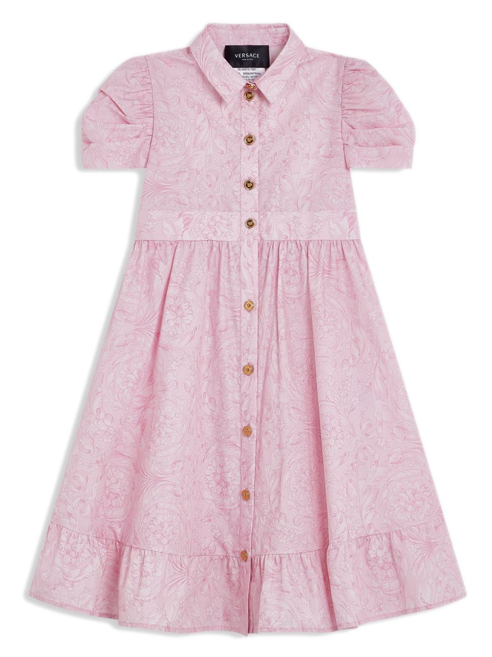 Versace Kids 巴洛克印花府绸连衣裙 - 粉色