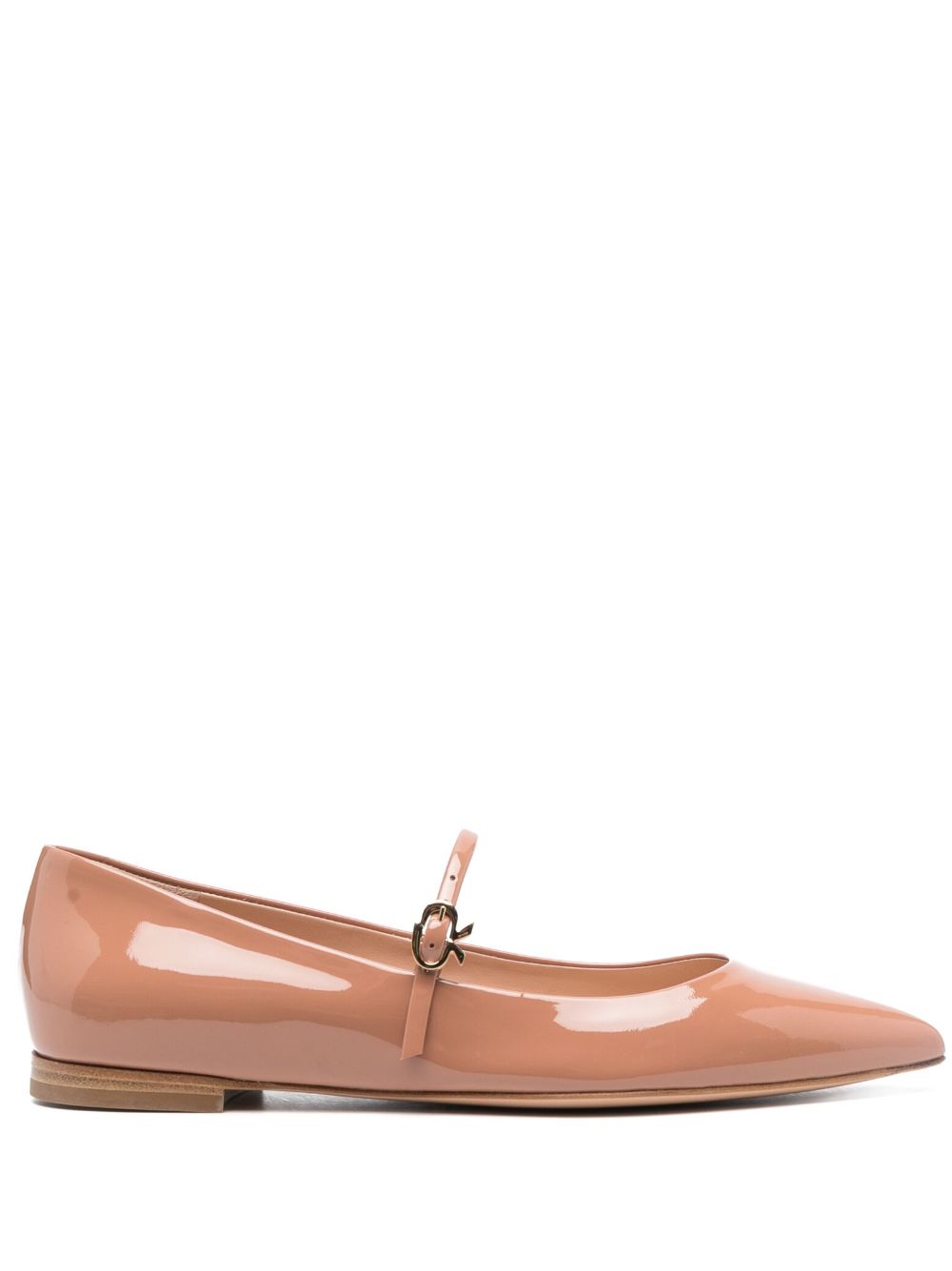 Gianvito Rossi 尖头搭扣带芭蕾平底鞋 - 中性色