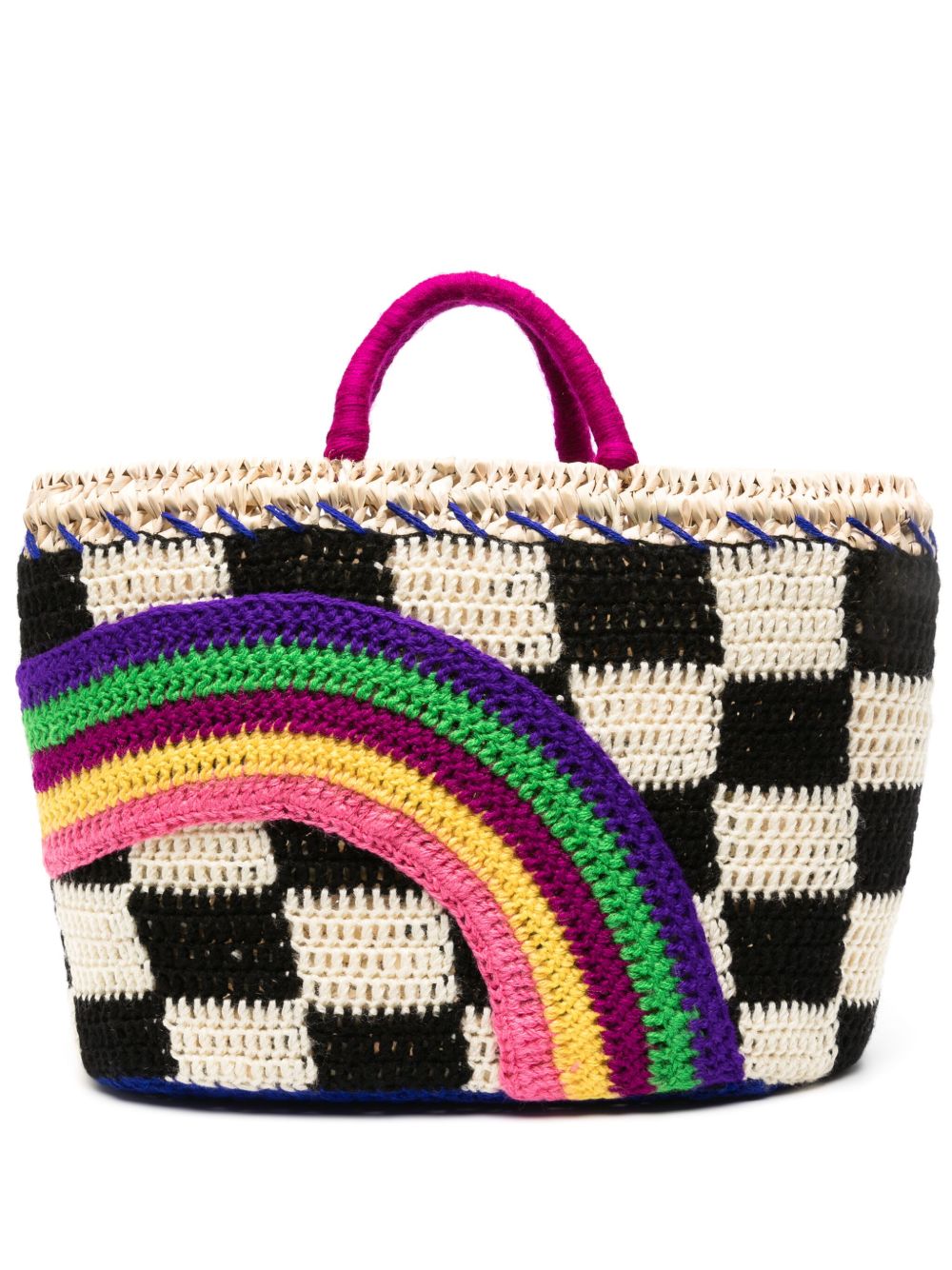 ERES Damier 中号草编手提包 - 中性色