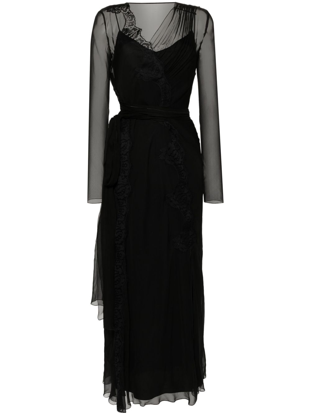 Alberta Ferretti 真丝超长连衣裙 - 黑色