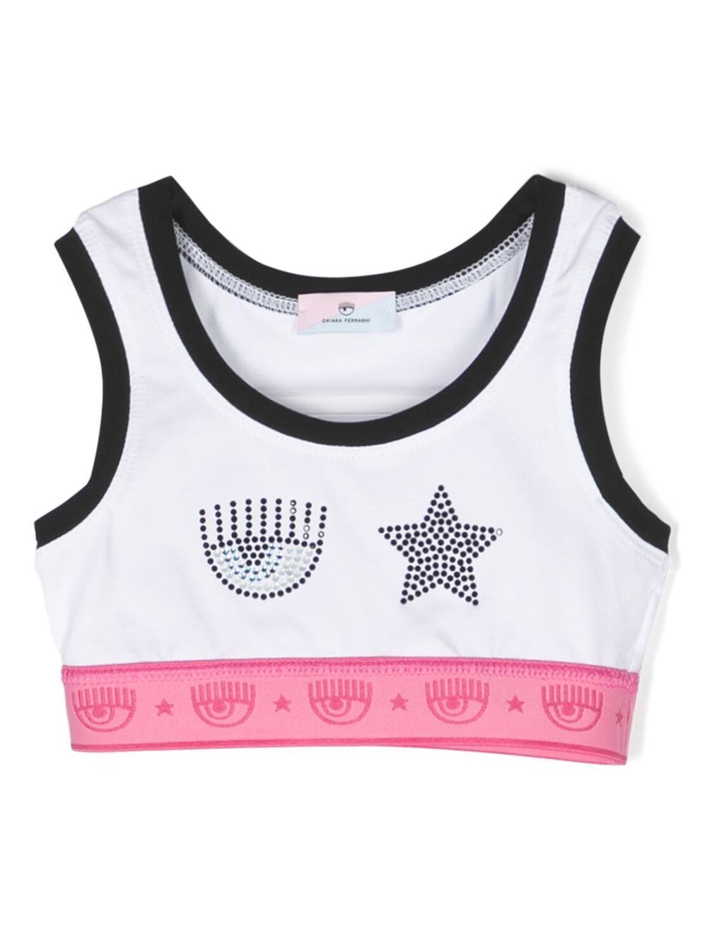 Chiara Ferragni Kids 水钻缀饰短款上衣 - 白色