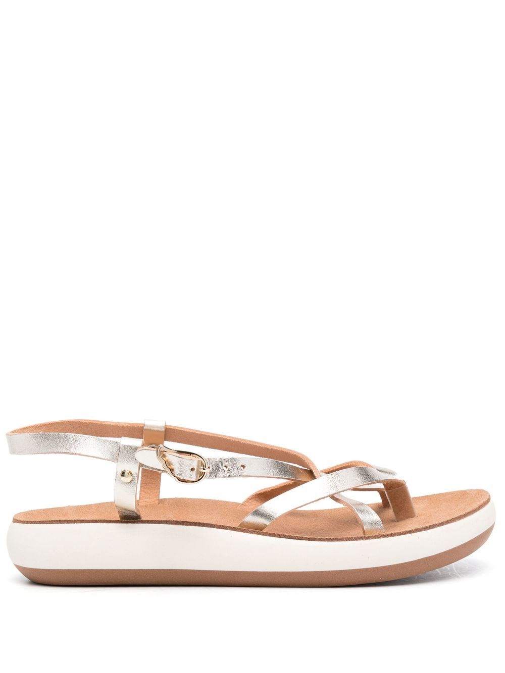 Ancient Greek Sandals 交叉带皮质凉鞋 - 金色