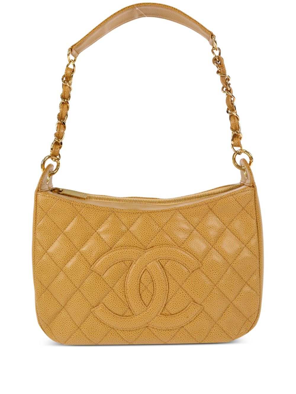 CHANEL Pre-Owned 2002 CC diamond-quilted shoulder bag - 中性色