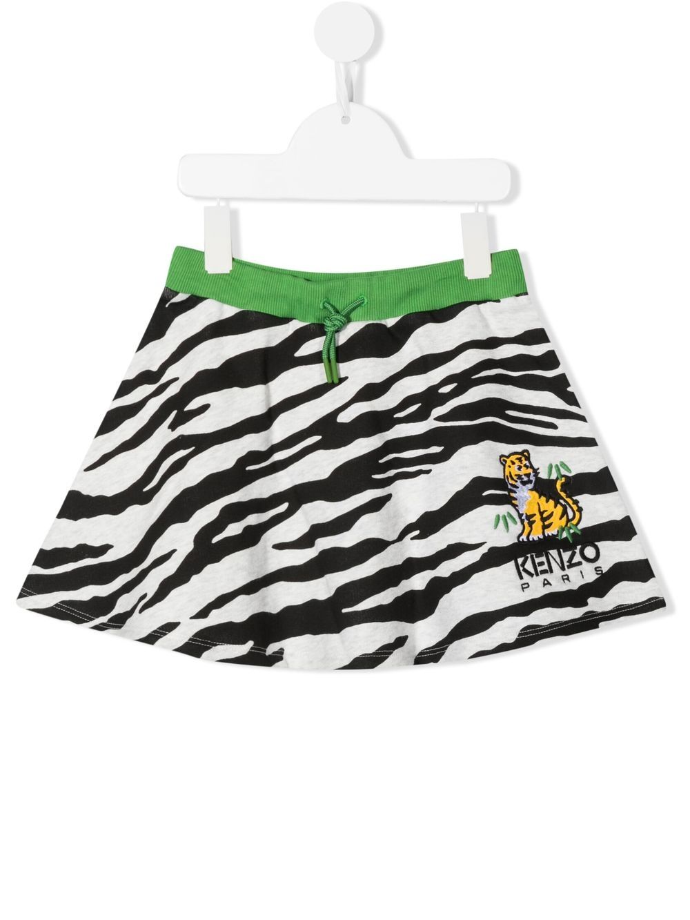 Kenzo Kids logo刺绣斑马纹半身裙 - 灰色
