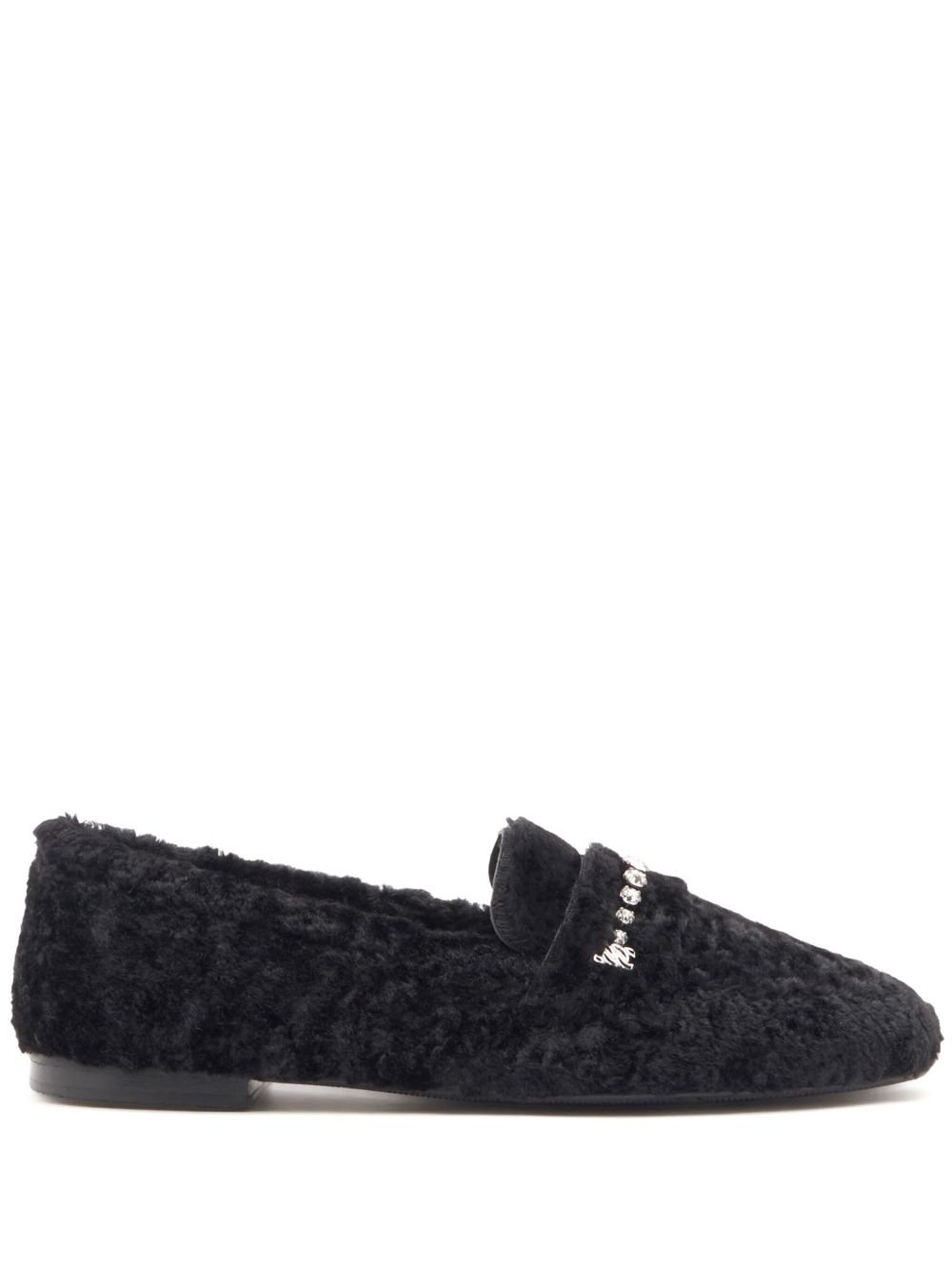 Casadei Valsenales 人造皮草乐福鞋 - 黑色