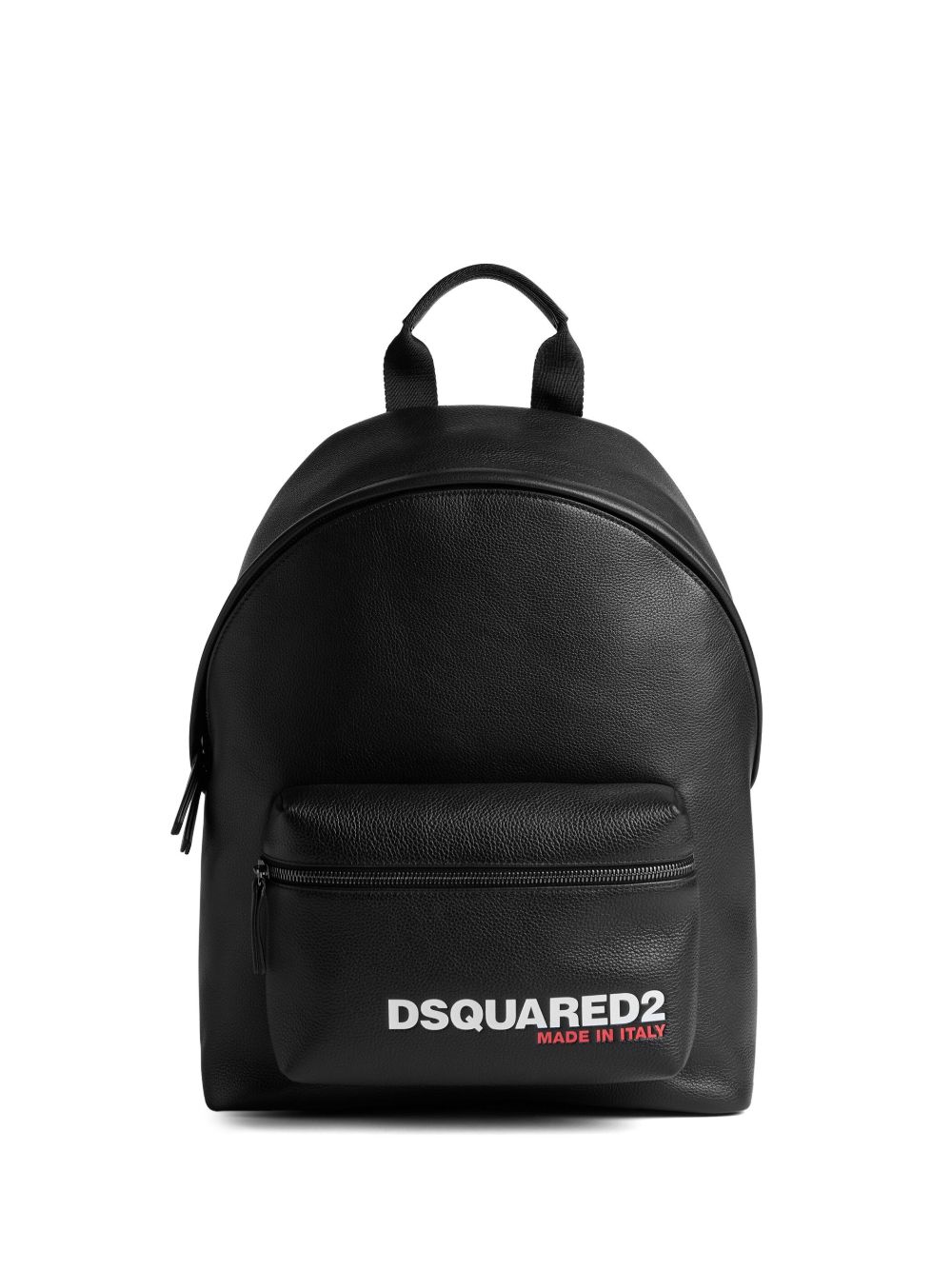 DSQUARED2 logo印花纹理皮质双肩包 - 黑色