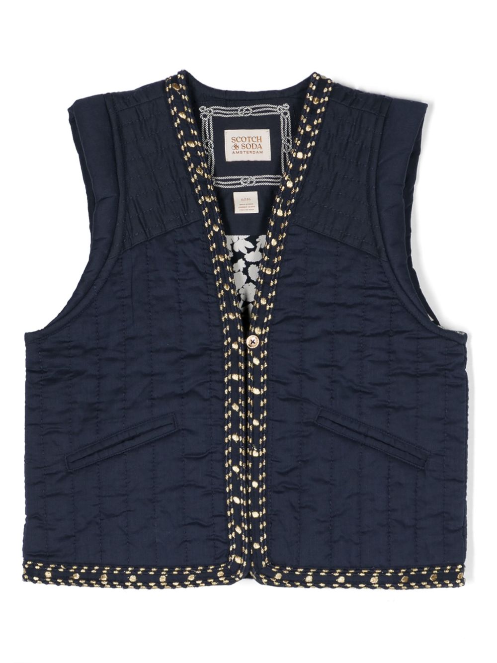 Scotch & Soda 对比边饰绗缝马甲 - 蓝色