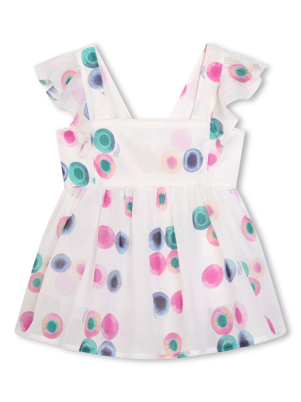 Chloé Kids 抽象印花棉罩衫 - 白色