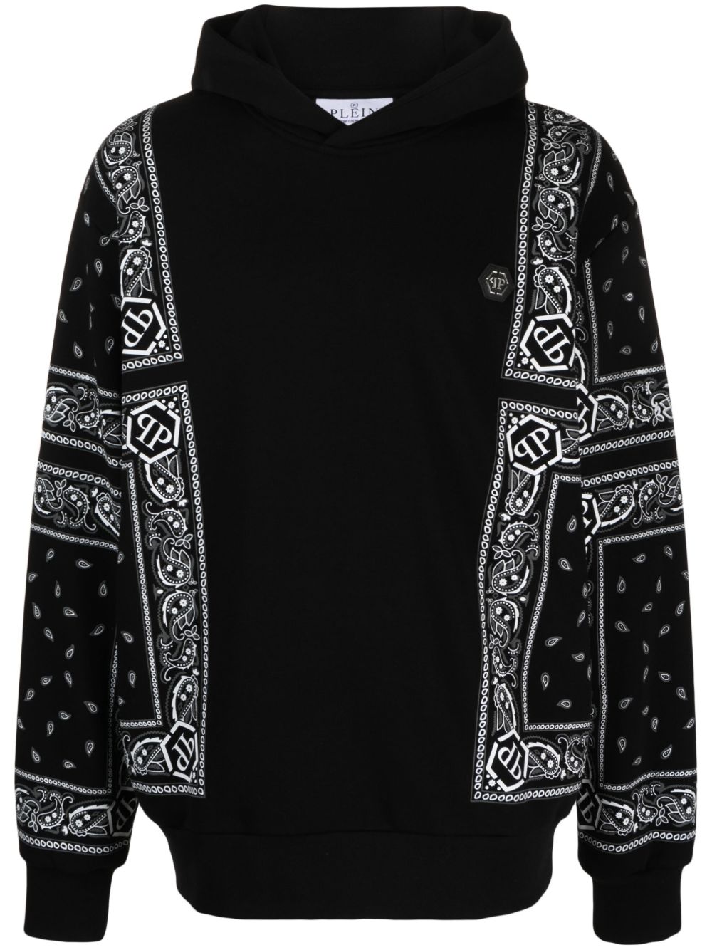 Philipp Plein 头巾印花长袖连帽衫 - 黑色