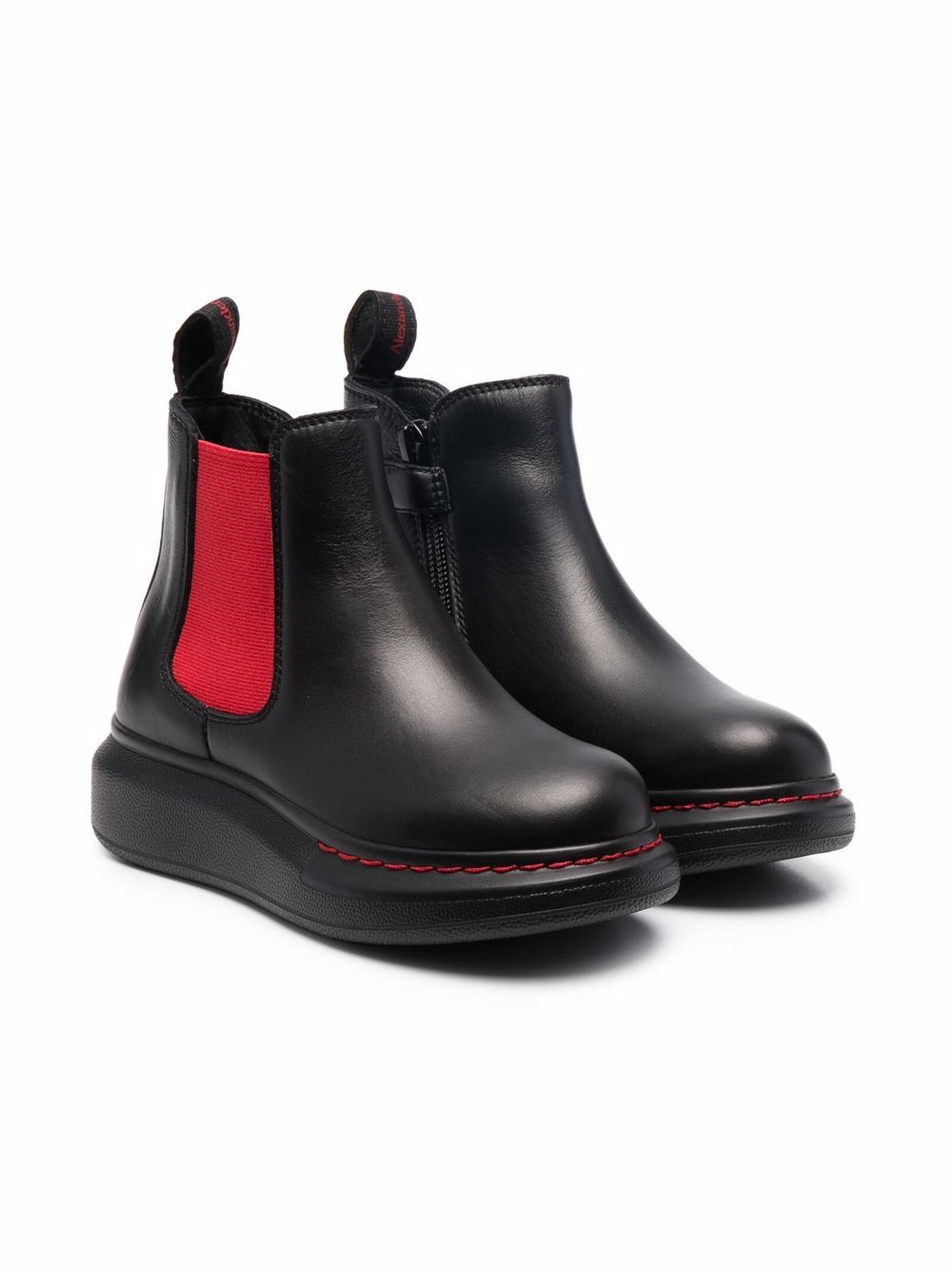 Alexander McQueen Kids 亚历山大·麦昆 对比拼接短靴 - 黑色