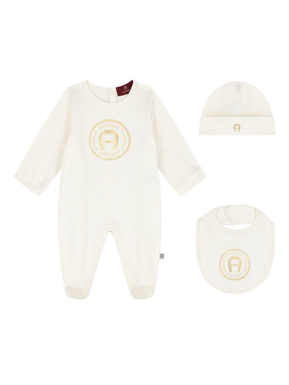 Aigner Kids logo刺绣连体衣套装 - 白色