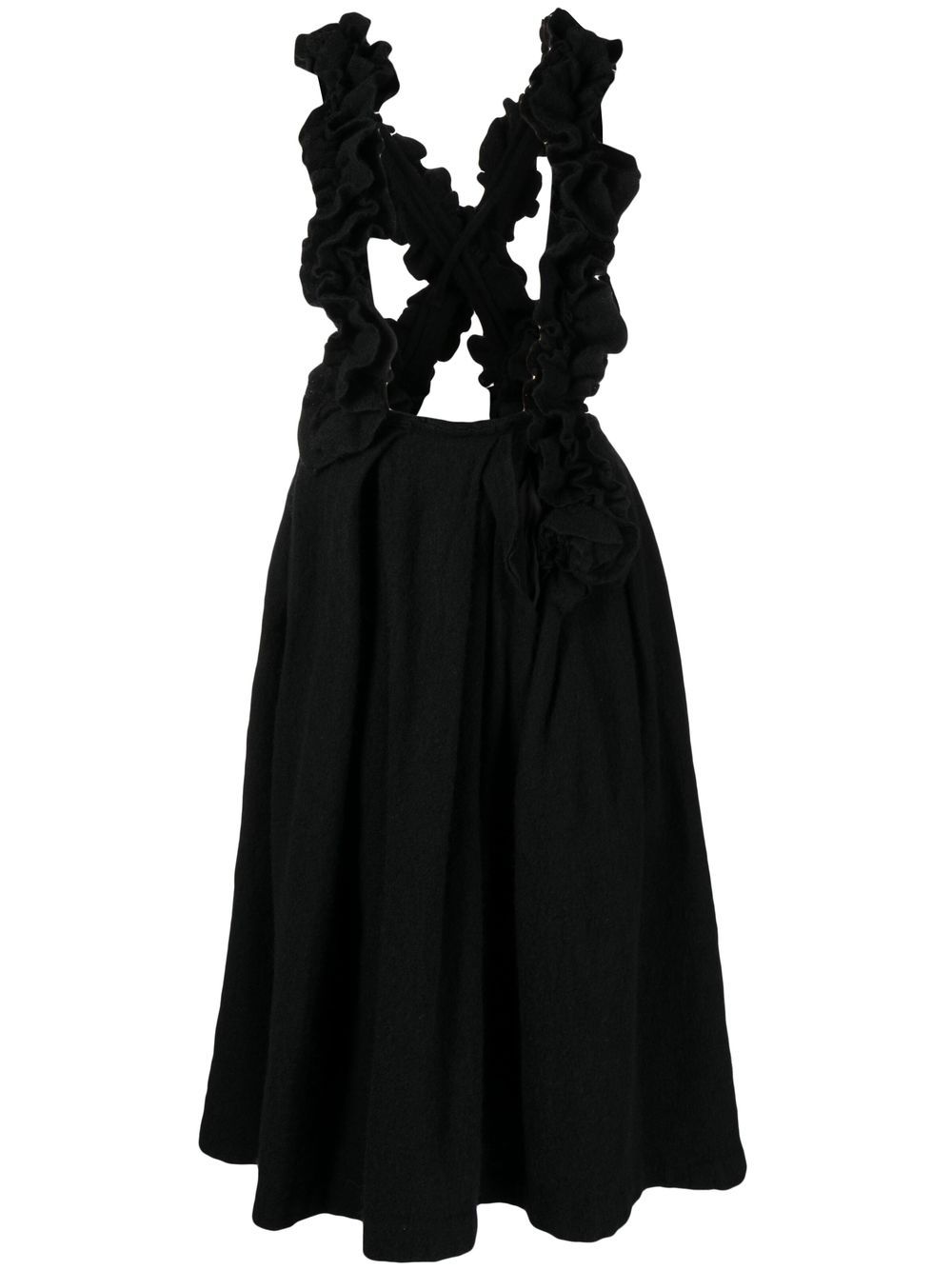 Comme Des Garçons Comme Des Garçons 荷叶边饰围裙式连衣裙 - 黑色