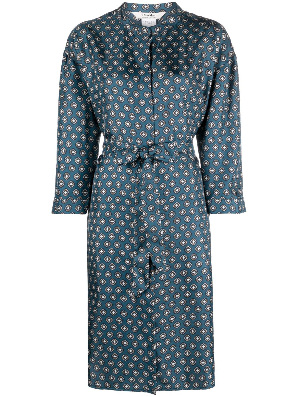 'S Max Mara Timetwill 几何图案真丝长罩衫连衣裙 - 蓝色