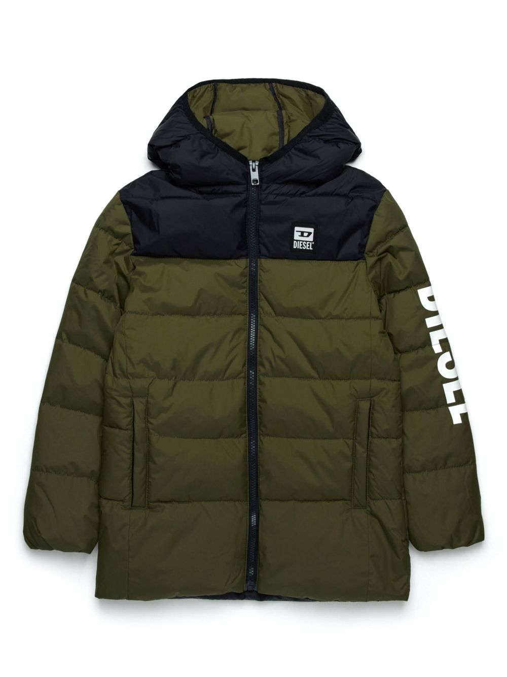 Diesel Kids logo印花填充外套 - 绿色