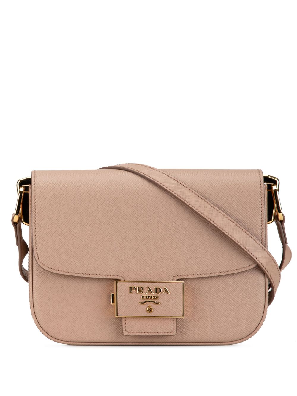 Prada Pre-Owned Saffiano Lux Embleme 斜挎包（2013-2024年典藏款） - 褐色