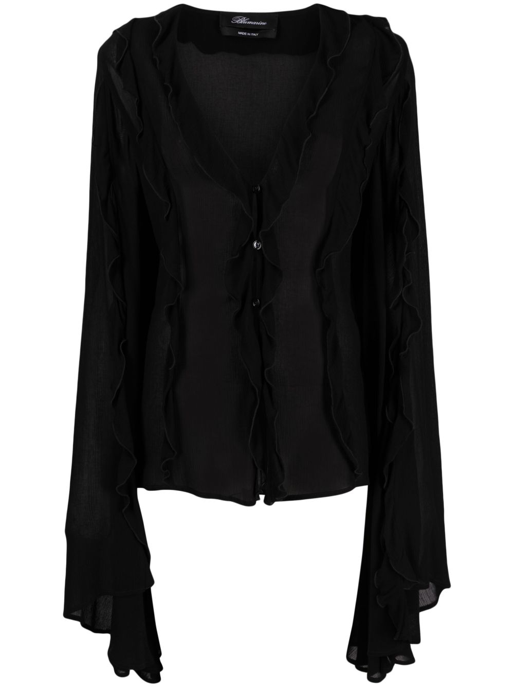 Blumarine 荷叶边细节垂坠罩衫 - 黑色