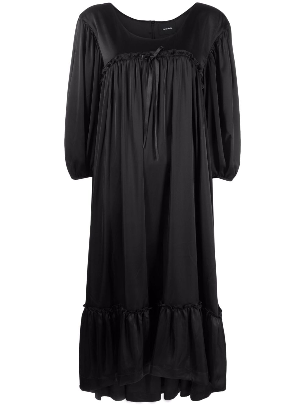 Simone Rocha 蝴蝶结细节百褶中长连衣裙 - 黑色