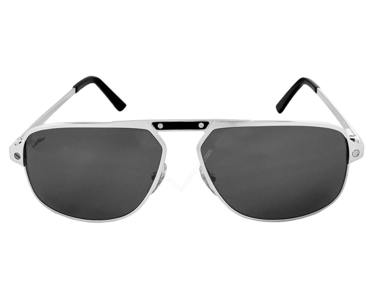 CARTIER Pilot Silver Lens 60-14-140MM Men's Sunglasses CT0102S 004