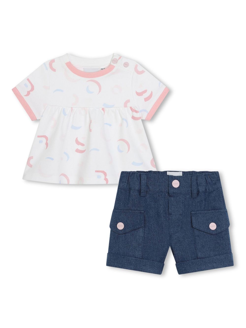 BOSS Kidswear logo刺绣棉短裤（两件装） - 蓝色