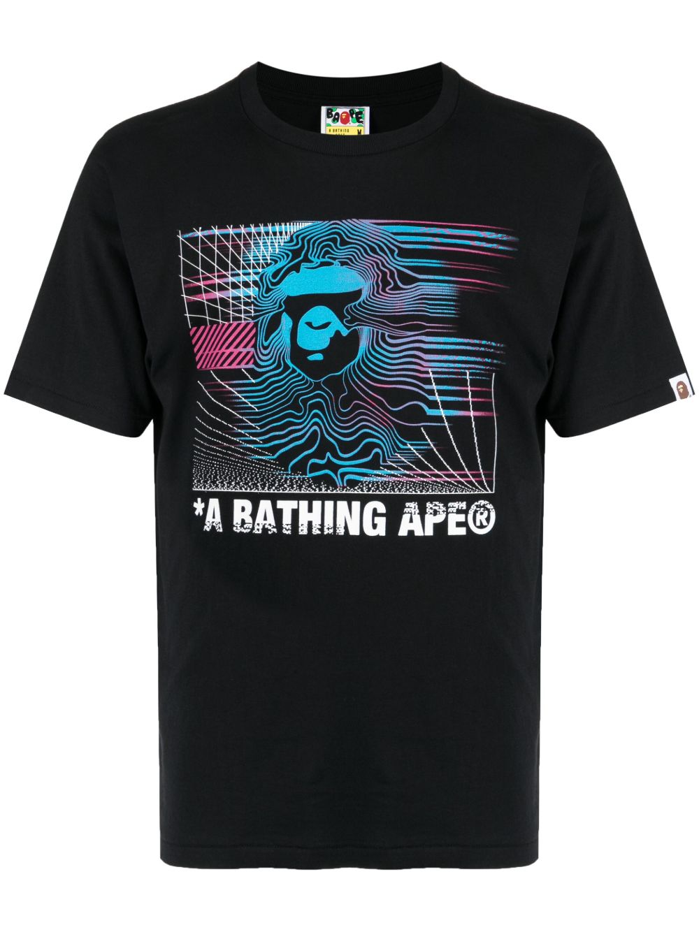 A BATHING APE® 图案印花棉T恤 - 黑色