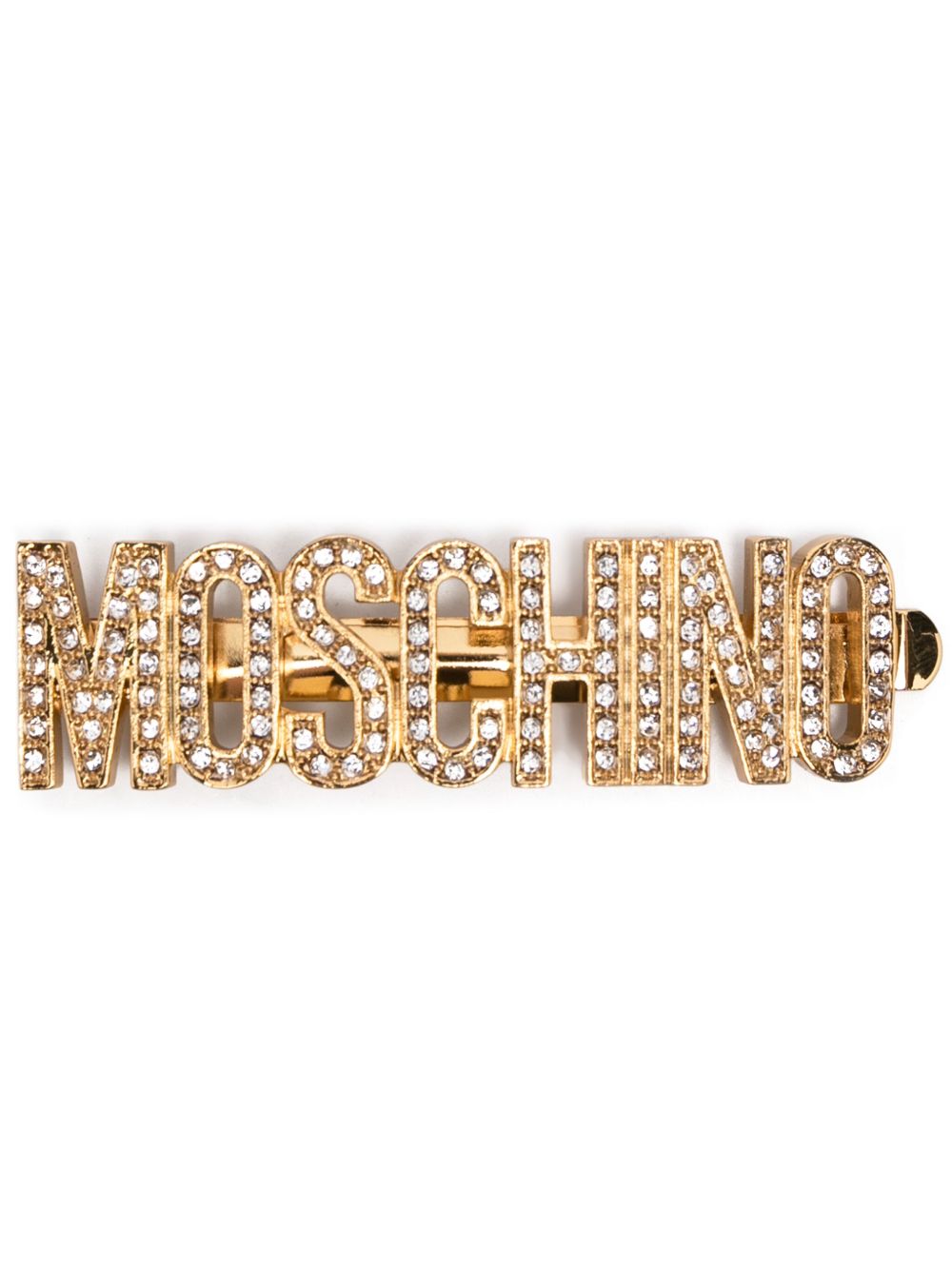 Moschino logo标牌缀饰发夹 - 金色