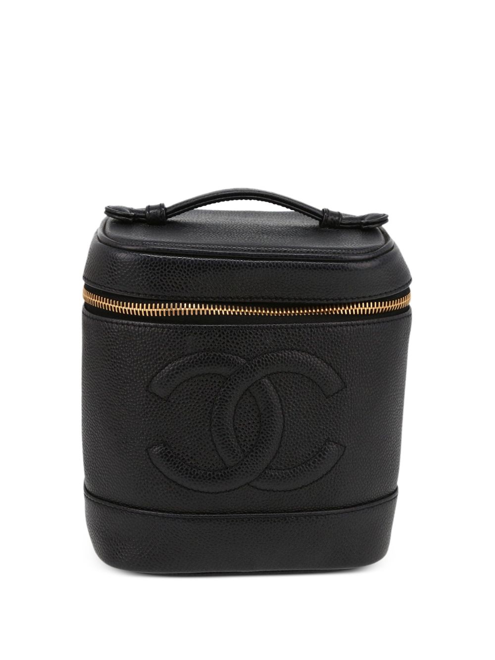 CHANEL Pre-Owned 2002 CC caviar leather vanity bag - 黑色