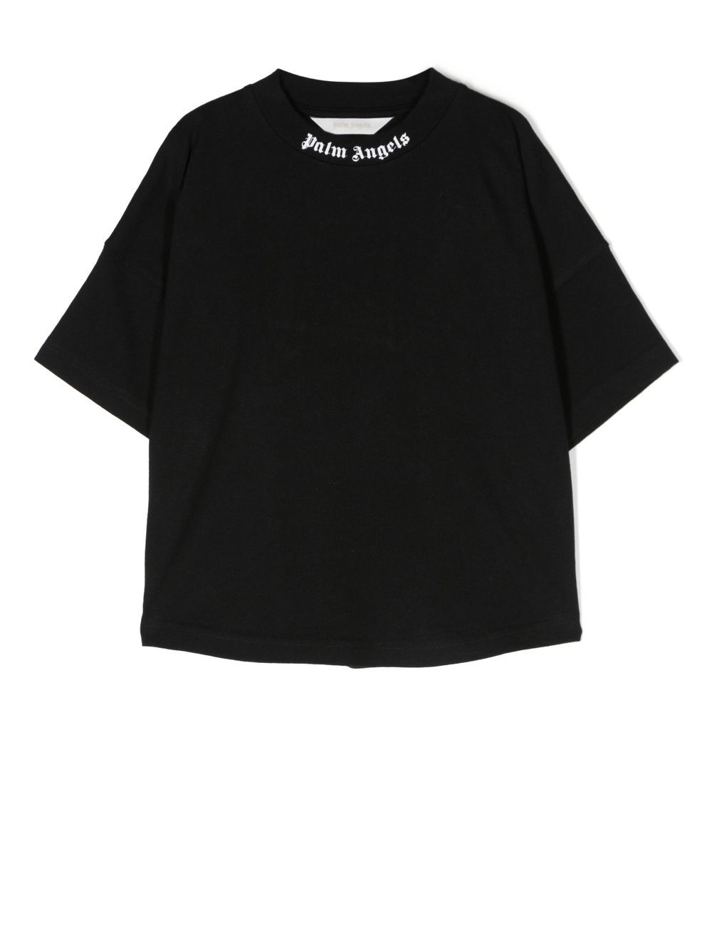 Palm Angels Kids logo印花棉T恤 - 黑色