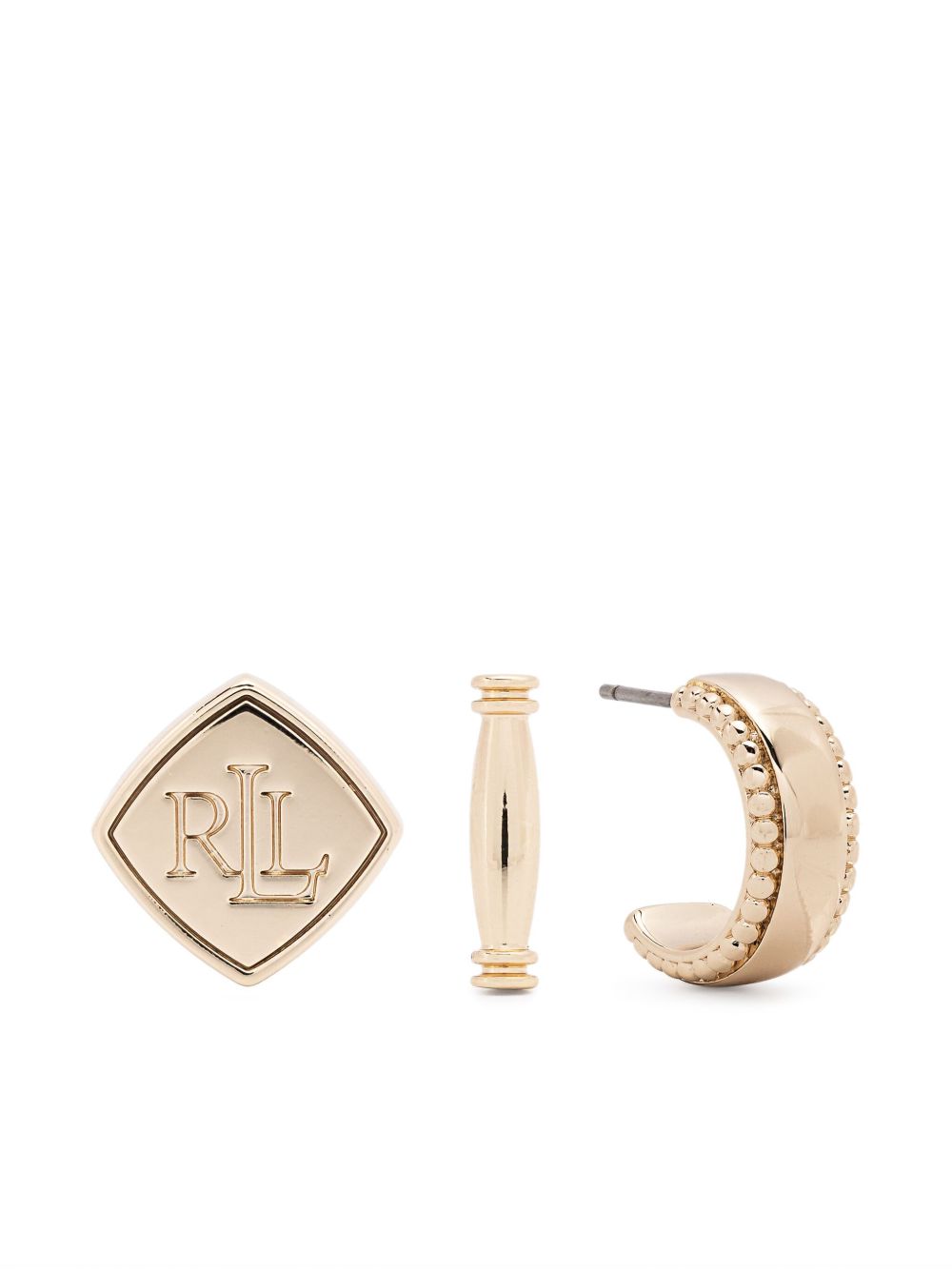 Lauren Ralph Lauren logo耳环（三件装） - 金色
