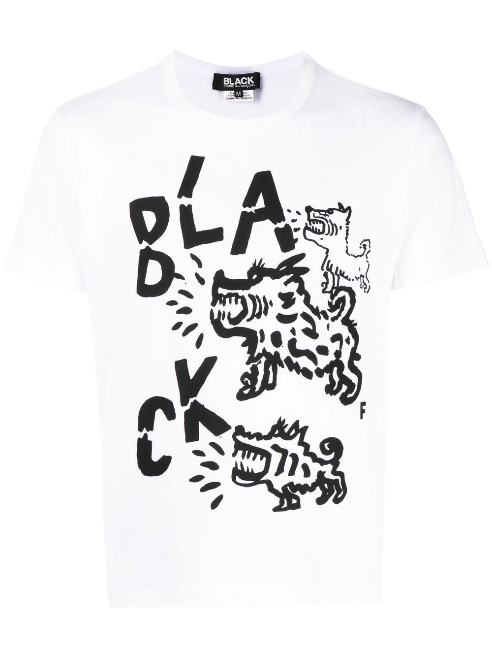 Black Comme Des Garçons logo印花短袖T恤 - 白色